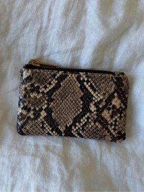 Brandy Melville Beige and Dark Brown Snake Print Zip Pouch